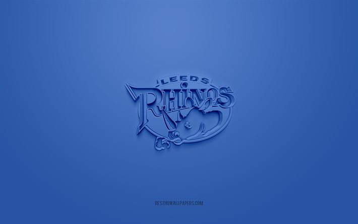 Leeds Rhinos, luova 3D-logo, punainen tausta, Brittil&#228;inen rugbyklubi, 3d-tunnus, Super League Europe, West Yorkshire, Englanti, 3d-taide, rugby, Leeds Rhinos 3d-logo