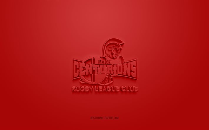 Leigh Centurions, luova 3D-logo, punainen tausta, brittil&#228;inen rugbyklubi, 3d-tunnus, Super League Europe, Greater Manchester, Englanti, 3d-taide, rugby, Leigh Centurions 3d-logo