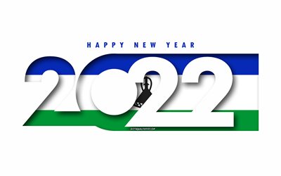 Happy New Year 2022 Lesotho, white background, Lesotho 2022, Lesotho 2022 New Year, 2022 concepts, Lesotho, Flag of Lesotho