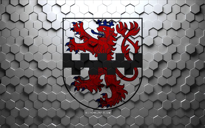 Flag of Leverkusen, honeycomb art, Leverkusen hexagons flag, Leverkusen, 3d hexagons art, Leverkusen flag
