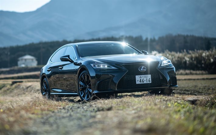 Lexus LS 500h F SPORT, 4k, fuoristrada, 2021 auto, JP-spec, auto di lusso, 2021 Lexus LS, auto giapponesi, Lexus