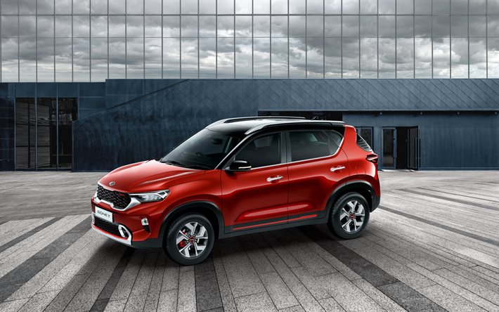 2021, Kia Sonet GT Line, esterno, vista frontale, crossover compatto, nuovo Sonet rosso, auto coreane, Kia