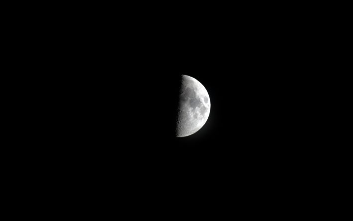luna, 4k, notte, cielo nero, minimal, creativo, minimalismo lunare