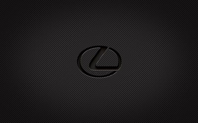 Lexus kolfiberlogotyp, 4k, grungekonst, kolbakgrund, kreativ, Lexus svart logotyp, bilm&#228;rken, Lexuslogotyp, Lexus