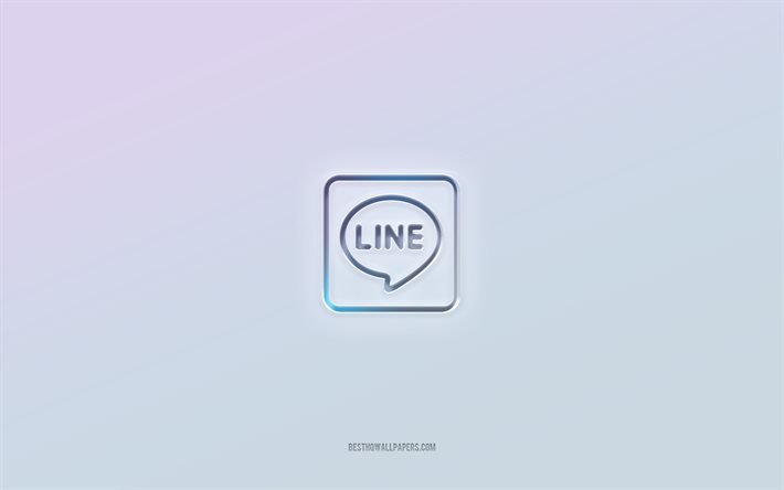 Line-logotyp, utskuren 3d-text, vit bakgrund, Line 3d-logotyp, Instagram-emblem, Line, pr&#228;glad logotyp, Line 3d-emblem