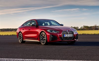 2022, 4k, BMW 4 Series Gran Coupe, front view, exterior, BMW M440i Gran Coupe, new red 4 Series Gran Coupe, red BMW 4, German cars, BMW