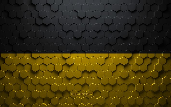 Flag of Munich, honeycomb art, Munich hexagons flag, Munich, 3d hexagons art, Munich flag