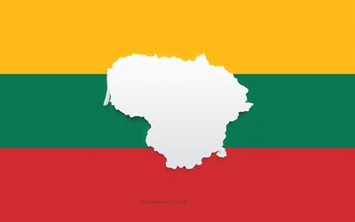 Lithuania map silhouette, Flag of Lithuania, silhouette on the flag, Lithuania, 3d Lithuania map silhouette, Lithuania flag, Lithuania 3d map
