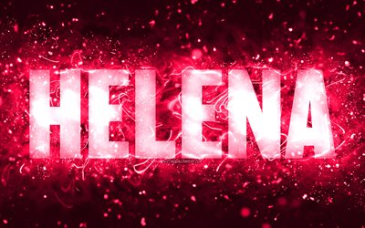 Grattis p&#229; f&#246;delsedagen Helena, 4k, rosa neonljus, Helena namn, kreativ, Helena Grattis p&#229; f&#246;delsedagen, Helena Birthday, popul&#228;ra amerikanska kvinnonamn, bild med Helena namn, Helena