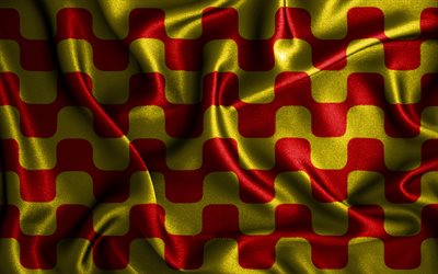 Tarragona flag, 4k, silk wavy flags, spanish cities, Day of Tarragona, Flag of Tarragona, fabric flags, 3D art, Tarragona, cities of Spain, Tarragona 3D flag