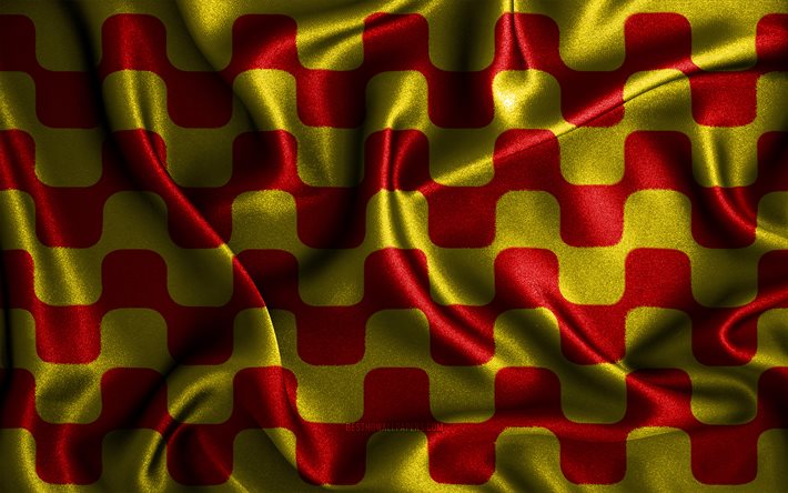 Bandiera di Tarragona, 4k, bandiere ondulate di seta, citt&#224; spagnole, Giorno di Tarragona, bandiere in tessuto, 3D arte, Tarragona, citt&#224; della Spagna, Tarragona 3D bandiera