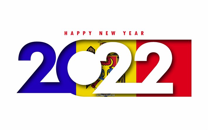 Mutlu Yıllar 2022 Moldova, beyaz arka plan, Moldova 2022, Moldova 2022 Yeni Yıl, 2022 kavramlar, Moldova, Moldova Bayrağı