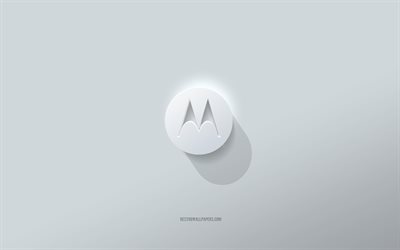 Motorola logotyp, vit bakgrund, Motorola 3d logotyp, 3d konst, Motorola, 3d Motorola emblem