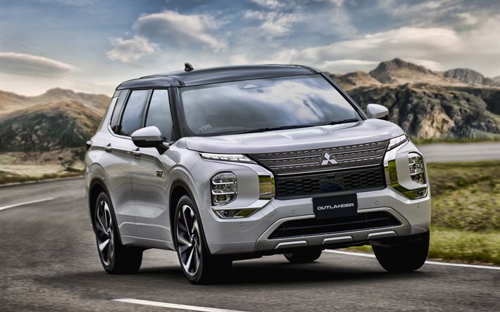 2022, Mitsubishi Outlander, 4k, &#246;nden g&#246;r&#252;n&#252;m, dış cephe, SUV, yeni beyaz Outlander, Japonya versiyonu, Japon arabaları, Mitsubishi