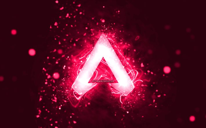Logotipo rosa Apex Legends, 4k, luzes de n&#233;on rosa, criativo, fundo abstrato rosa, logotipo Apex Legends, marcas de jogos, Apex Legends