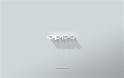 Oppo logotyp, vit bakgrund, Oppo 3d logotyp, 3d konst, Oppo, 3d Oppo emblem