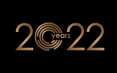 2022 New Year, 2022 on a black background, Happy New Year 2022, Golden 2022 background, golden letters, 2022 concepts, 2022 greeting card