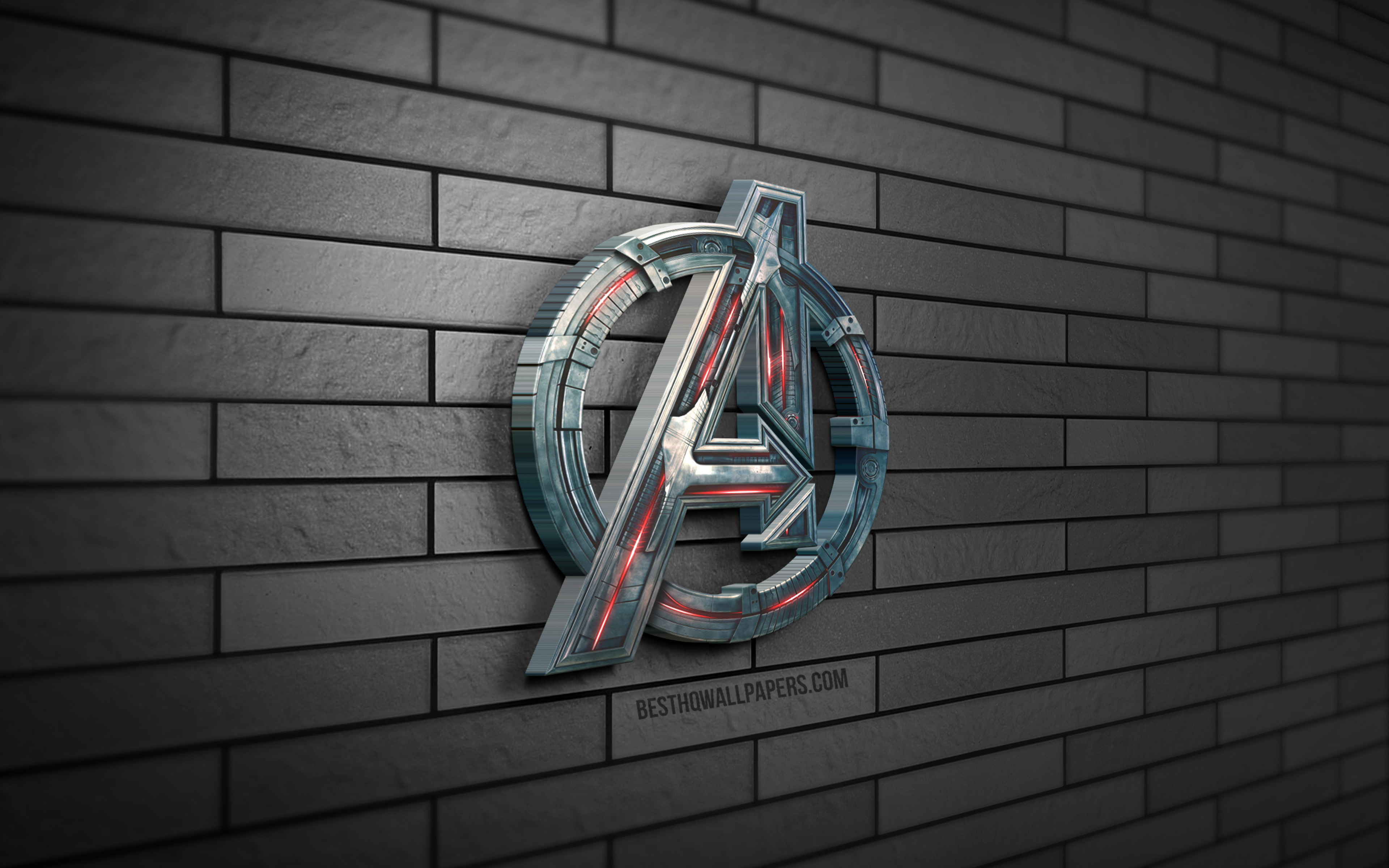 Download wallpapers Avengers red logo, 4k, red brickwall, Avengers logo,  superheroes, Avengers neon logo, Avengers for desktop with resolution  3840x2400. High Quality HD pictures wallpapers