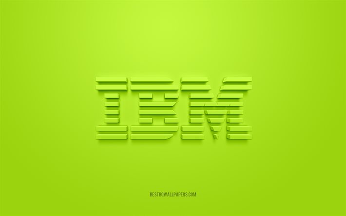 Logo IBM 3d, sfondo Lime, emblema IBM, logo IBM Lime, IBM, marchi, logo IBM