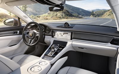 Porsche Panamera, 2017, interior, white leather, new Panamera