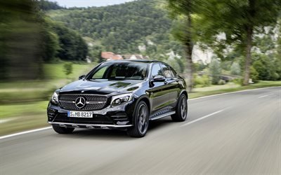Mercedes-AMG GLC43 Coup&#233;, 2017, noir GLC, le nouveau GLC, noir Mercedes, AMG