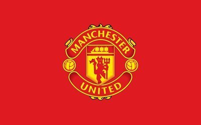 Manchester United, 4k, logo, red background
