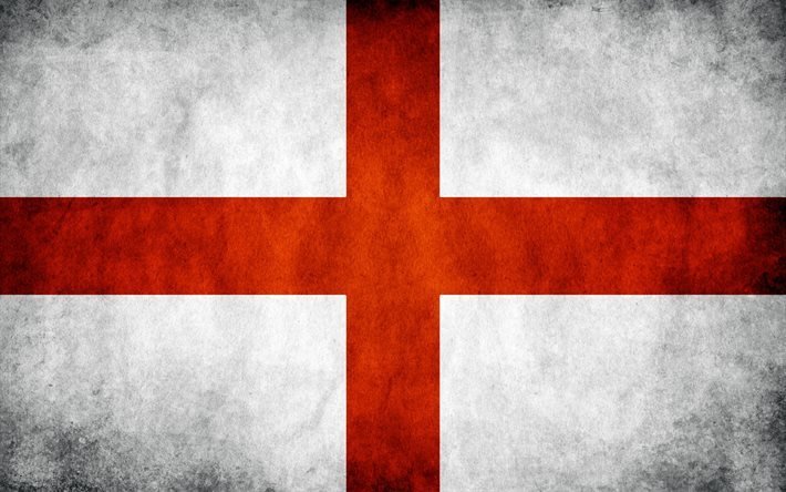 Engelska flaggan, 4k, grunge, flagga av England, flaggor, England flagga