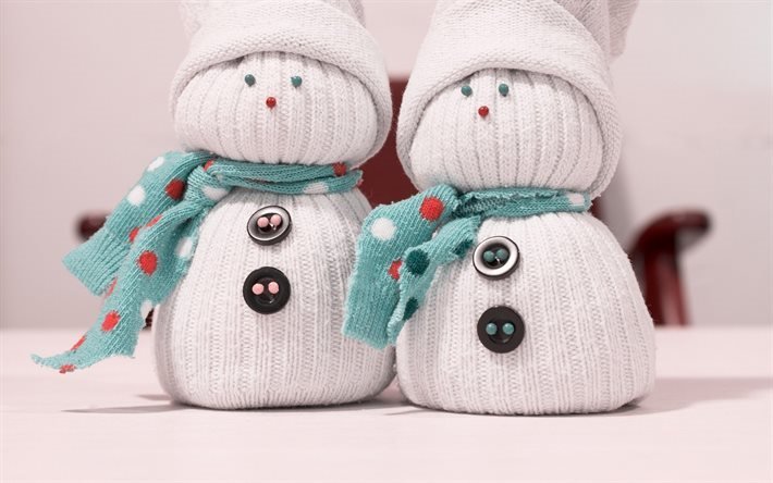 bonecos de neve, brinquedos de pel&#250;cia, Ano Novo, Inverno, Natal