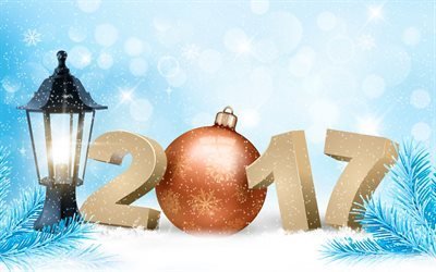 2017 mutlu Yeni Yıl, ışıklar, kış, kar, Noel, Yeni Yıl