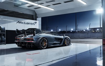McLaren Senna, 4k, garage, 2018 cars, hypercars, McLaren