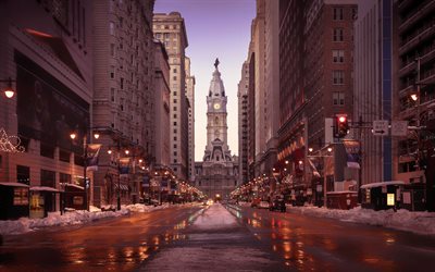 Philadelphia, 4k, street, Pennsylvania, USA, Amerika