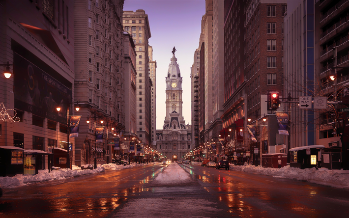 Philadelphia, 4k, street, Pennsylvania, USA, America