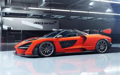 McLaren Senna, 2019, hypercar, orange sports coupe, new supercar, McLaren