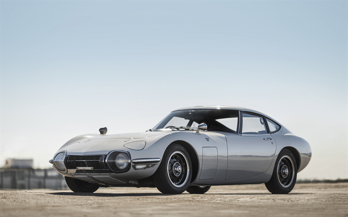 toyota 2000gt, 1968, retro-sport-coupe, silber, classic car, silber 2000gt toyota