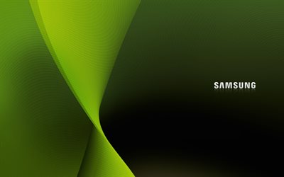 green abstract wave, Samsung R780, spiral, wallpapers for Samsung