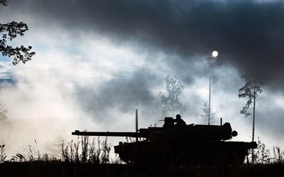 M1 Abrams, notte, carro armato di battaglia, Esercito americano, i moderni veicoli blindati