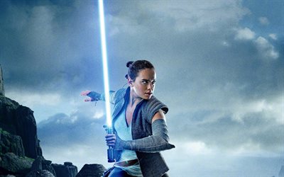 Rey, 2017 filme, Star Wars O &#218;ltimo Jedi, cartaz, a&#231;&#227;o, Daisy Ridley