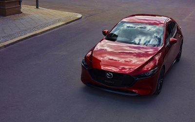 Mazda3 هاتشباك, 4k, الشارع, 2019 السيارات, مازدا 3 الجديدة, السيارات اليابانية, 2019 Mazda3 هاتشباك, مازدا 3