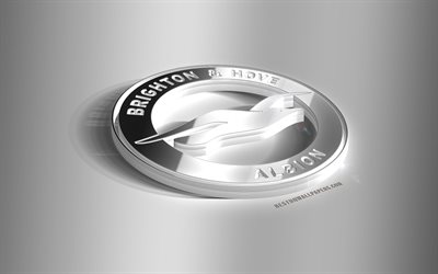 Brighton y Hove Albion FC, 3D de acero logotipo, club de f&#250;tbol ingl&#233;s, 3D emblema, Brighton y Hove, reino unido, emblema de metal, de la Premier League, Inglaterra, f&#250;tbol, creativo, arte 3d