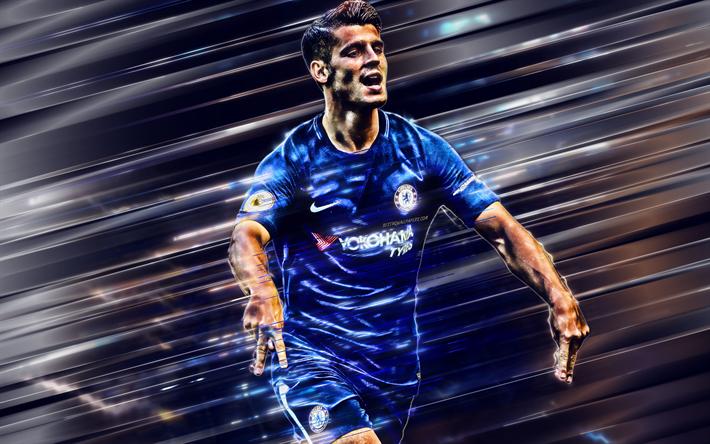 Alvaro Morata, Spanish football player, striker, Chelsea FC, portrait, Premier League, England, football players, Chelsea, Morata