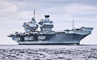 El HMS Queen Elizabeth, portaaviones, el mar, la Marina Brit&#225;nica, R08, de la Marina Real, ej&#233;rcito Brit&#225;nico