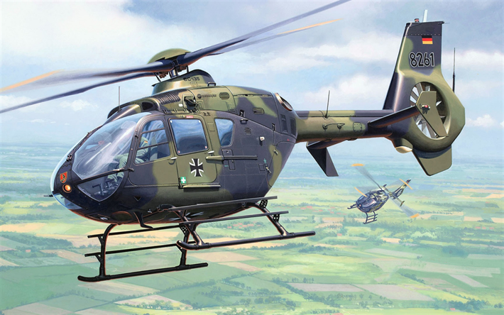 h135, eurocopter ec135, deutsche milit&#228;r-hubschrauber, luftwaffe, airbus helicopters, deutsche luftwaffe