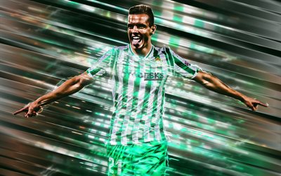 Giovani Lo Celso, 4k, Real Betis, calciatore Argentino, arte creativa, lame di stile, La Liga, La Spagna, sfondo verde, linee di arte, di calcio, Celso