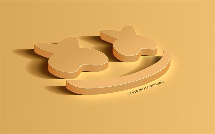 Marshmello, keltainen 3d merkki, 3d art, amerikkalainen dj, 3d Marshmello, Chris Comstock