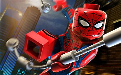 Spiderman, arte 3D, Spider-Man, los superh&#233;roes, Spiderman lego