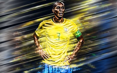 Joao Miranda, Brasilian jalkapallomaajoukkue, puolustaja, 3 numero, muotokuva, Brasilialainen jalkapalloilija, keskus takaisin, art, Brasilia, jalkapalloilijat