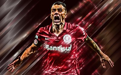 Andres DAlessandro, 4k, Internacional, Argentinian footballer, creative art, blades style, Serie A, Brazil, red background, lines art, football