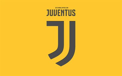 Juventus FC, jaune officiel de couleurs, nouveau logo, fond jaune, l&#39;italien, le club de football, &#233;l&#233;gant arri&#232;re-plan, la Serie A, l&#39;Italie, le football, la Juve