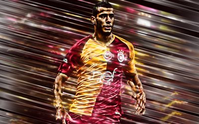 Younes Belhanda, 4k, Moroccan football player, attacking midfielder, Galatasaray, portrait, art, Turkey, football players, Belhanda