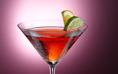 Cosmopolitan Cocktail, macro, cocktail, bicchiere con la bevanda, Cosmopolita, Vetro Cosmopolita